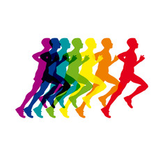 Fototapeta na wymiar Vector logo man running, sport competition