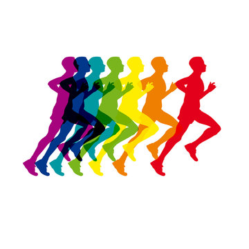 Vector logo man running, sport competition