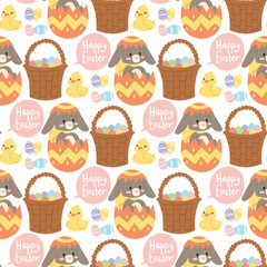 Easter rabbit vector holiday bunny rabbit and Easter eggs pose cute happy spring adorble rabbit animal illustration happy family celebration seamless pattern background illustration