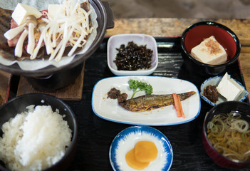  Traditional Japanese meal set, Shirakawago, Japan
