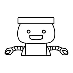 cartoon happy robot icon over white background, vector illustration