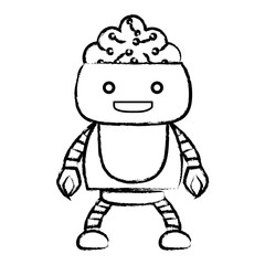 sketch of Cartoon robot showing the brain over white background, vector illustration
