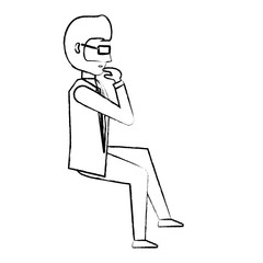 avatar businessman standing and thinking over white background, vector illustration