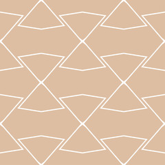 Beige and white geometric ornament. Seamless pattern