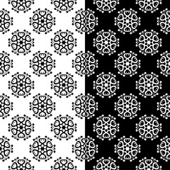 Black and white set of floral seamless patterns