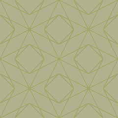 Olive green geometric print. Seamless pattern