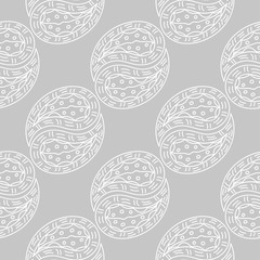 White floral seamless pattern on gray background