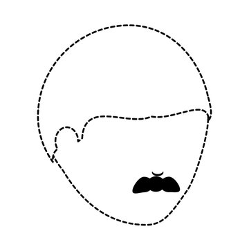 avatar man face with mustache over white background, vector illustration