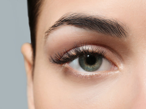 Young woman with natural eyebrows, closeup