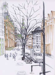 Hamburg street. Sketch.