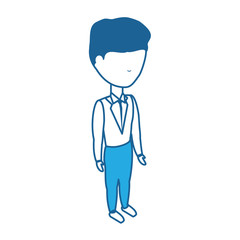 avatar businessman standing over white background, blue shading design.  vector illustration