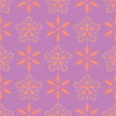 Floral seamless pattern. Bright violet background with colored design