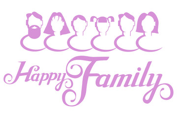 Happy young family.Idyllic family life.Family logo in the heart.