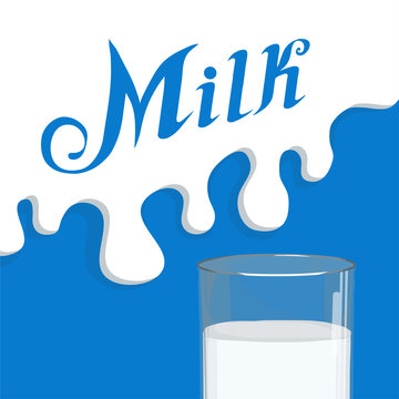 Milk logo. Healthy drink. Lettering. Milk is a nutritious liquid. Ecologically pure natural cow milk and dairy products.