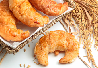 Fresh Croissants for breakfast ,Homemade croissants.