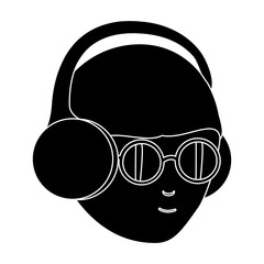 avatar man with glasses and  headphones over white background, vector illustration