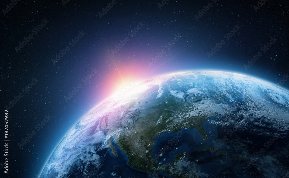 Aufkleber planet earth. view from space orbit. photorealistic illustration. elements of this image are furnish