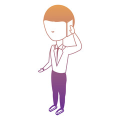 avatar businessman standing and talking on cellphone over white background, colorful design. vector illustration