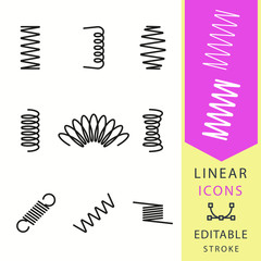 Spring - line vector icon set. Editable stroke.