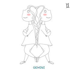 cute girl in the form of zodiac sign. Gemini