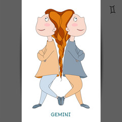 cute girl in the form of zodiac sign. Gemini