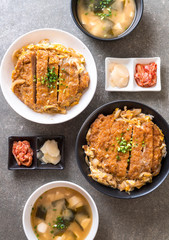 fried pork cutlet rice bowl (Katsudon)