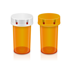 Yellow pills bottle isolated on transparent background