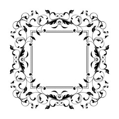 Floral decorative frame. Black bold ornament