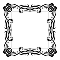 Floral decorative square frame. Black bold ornament