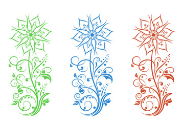 Flower. Filigree decorative illustration for invitations. Colored set