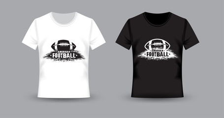 American football t-shirt print. 
White and black t-shirts