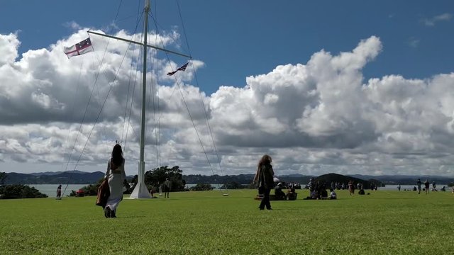 Waitangi Day Crowds Gather For Festivals At Treaty Grounds, Motion Time Lapse 