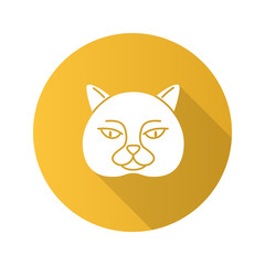 British shorthair cat flat design long shadow glyph icon