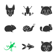 Pets glyph icons set