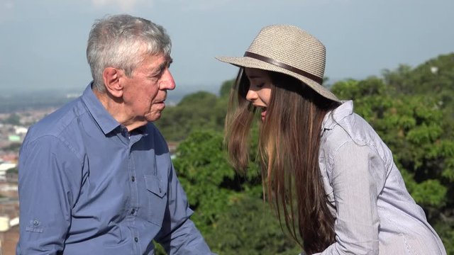 Teen Girl Complaining To Grandfather