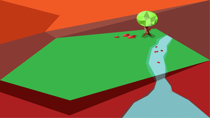 Beautiful top of hill with river