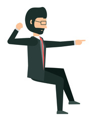 avatar businessman sitting and pointing over white background, colorful design. vector illustration