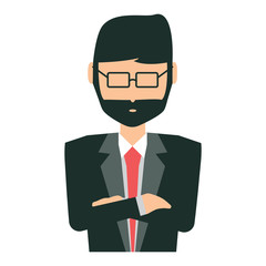 avatar businessman with arms up icon over white background, colorful design.  vector illustration