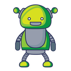 cartoon cute robot icon over white background, colorful design. vector illustration