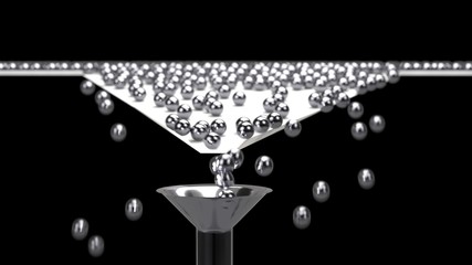 3D rendering of Balls arrange and funnel conversion rate concept, 3d illustration
