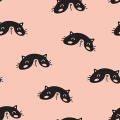 Vector seamless background pattern with cute kittens