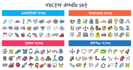 vector doodle icons set