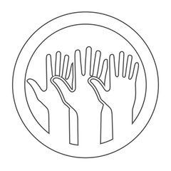 Volunteering outline icon concept. Circle shaped