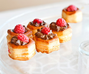 vol au vent with meat and raspberry sauce