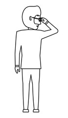 avatar businessman standing and thinking over white background, vector illustration