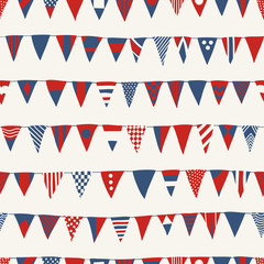 Nautical Seamless Pattern with Red and Navy Vessel Signal Flags 