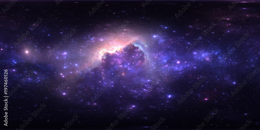 Wall mural 360 equirectangular projection. space background with nebula and stars. panorama, environment map. h