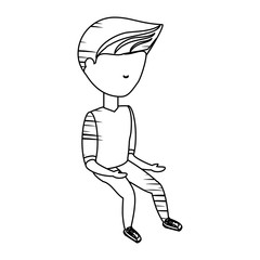 sketch of avatar man sitting icon over white background vector illustration