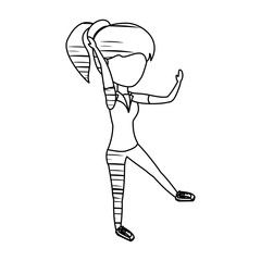 sketch of avatar woman wearing sport clothes over white background, vector illustration