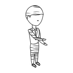 sketch of avatar businessman standing over white background, vector illustration